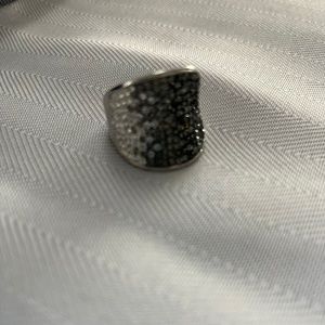 Black and Silver Swarovski Ring